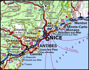 Mappa delle Alpi Marittime Francia
