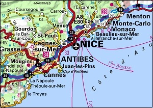 Carte de la Côte d'Azur