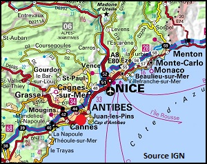 Mappa di Golfe Juan Francia