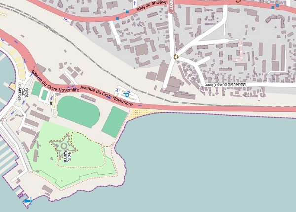 Carte de la plage du Fort Carré à Antibes