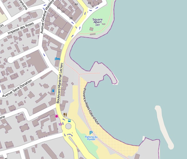 Mappa della spiaggia di Ponteil in Antibes