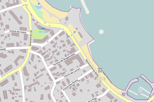 Mappa della spiaggia di Salis in Antibes