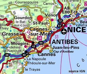 Carte de Tourrettes sur Loup 06