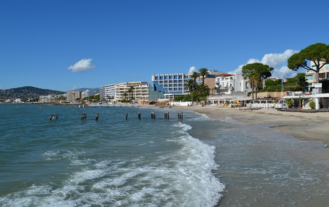 Beach in Juan les Pins in the Pinede area