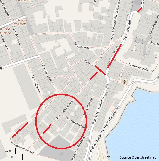 Map of Safranier Quarter in Antibes